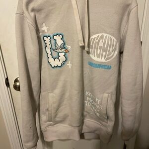 Graphic Hoodie with Blue and White Accents